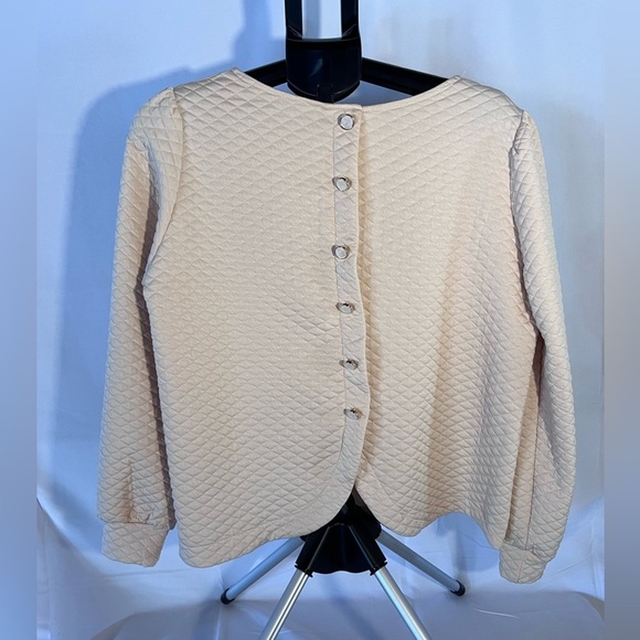 Women's Beige Quilted Top with Ruffle, Size Large - Picture 5 of 5